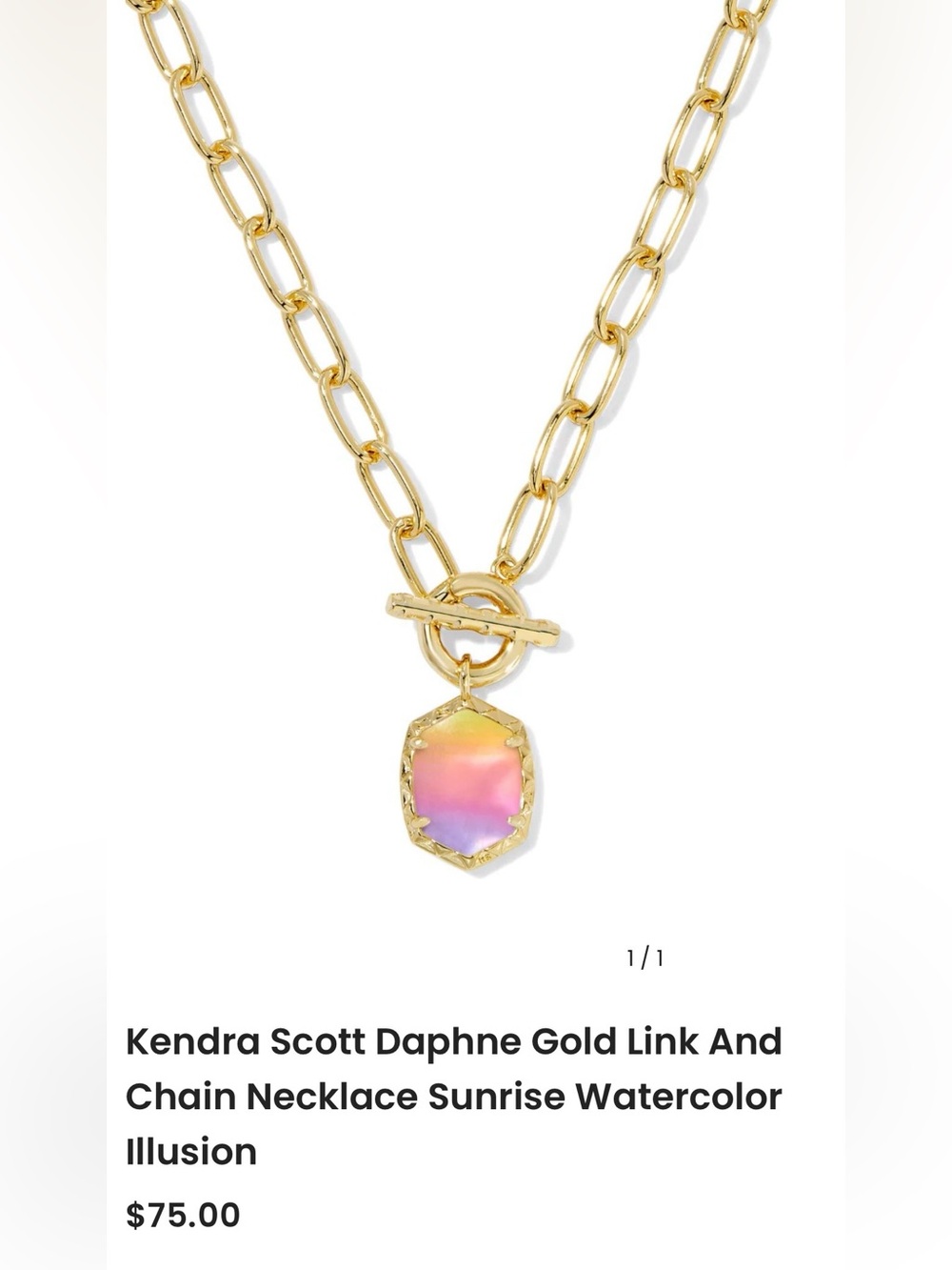 Kendra Scott Gold Link Necklace with Sunrise Gradient Pendant